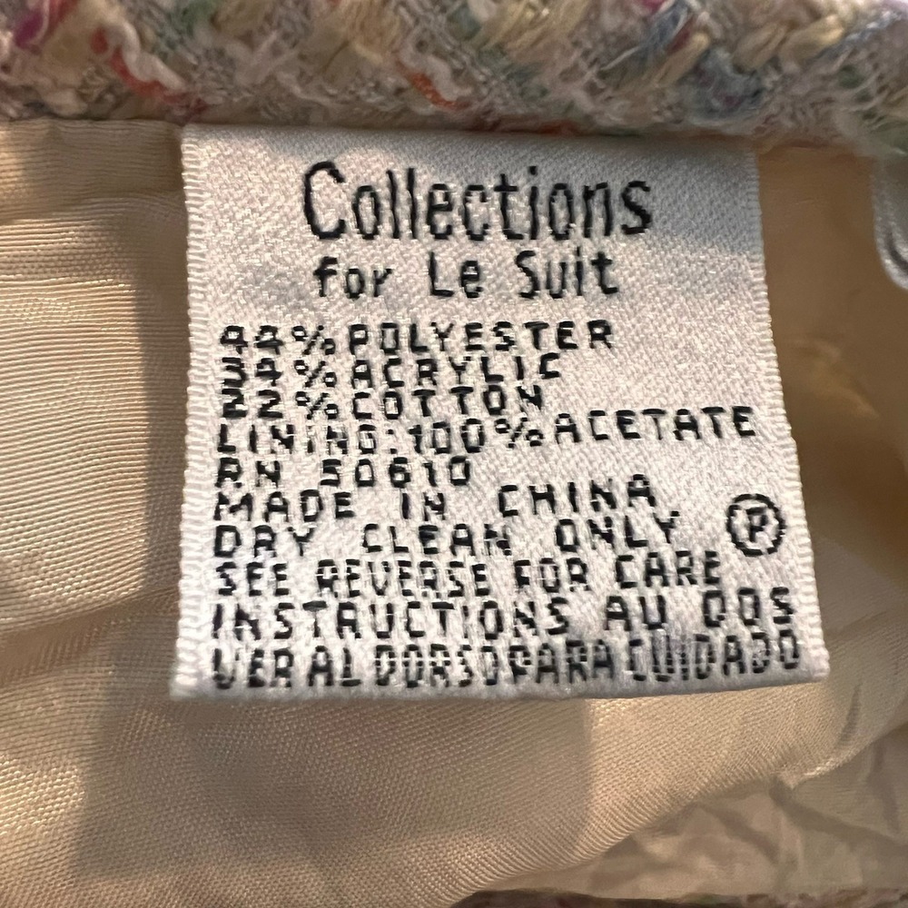 Collection For Le Suit Women's Confetti Tweed Skirt Suit Sz 12 Beige Old Money - Picture 8 of 10